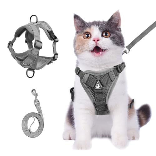 Wanheart cat Chest Harness and Leash, Anti-Escape Adjustable Soft mesh cat Leash and Chest Harness Set for All Types of Ca...