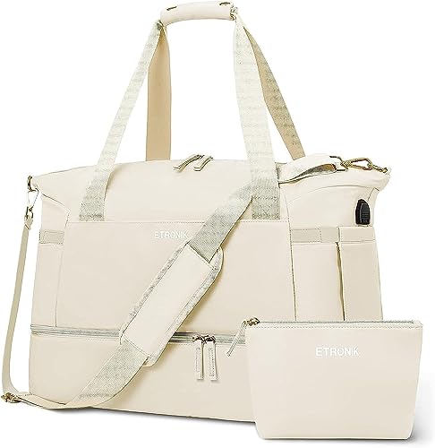 ETRONIK Gym Bag for Women, Personal Item Travel Bag with Shoes Compartment, Weekender Overnight Duffel Bag with Wet Pocke...