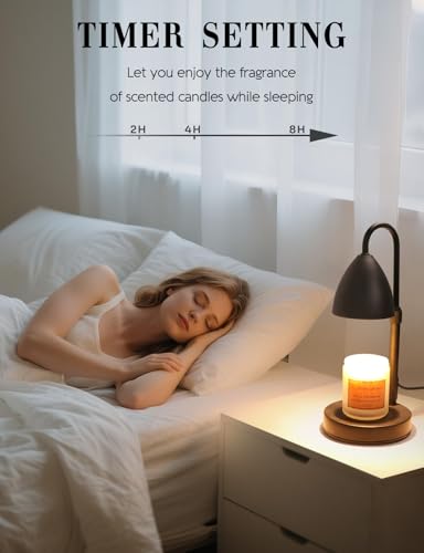 MRSZIRUI Candle Warmer Lamp with Timer Dimmable, Lamp Candle Warmer Birthday Gifts for Women, Black Adjustable Wax Melter ...