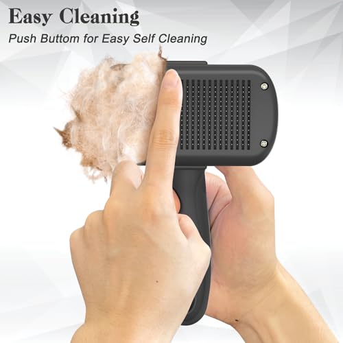 Dipoo Self Cleaning Shedding Brush - Skin Friendly Grooming Tool for Dogs, Cats, and Puppies, Deshedding and Hair Removal ...