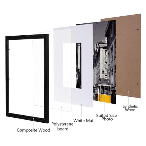 eletecpro 8x10 Picture Frames Set of 10 with Clear Acrylic Cover, Gallery Wall Decor, Displays 5x7 Photos with Mat or 8x10...