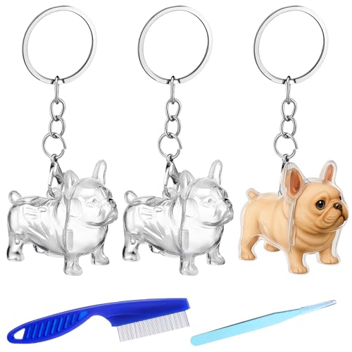 Nosiny 3 Pcs Dog Hair Collector Keychain Charm Memorial Storage Box Plastic Pet Fur Holder Keyring Cute Dog Hair Keepsake ...