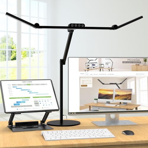 Micomlan Architect Desk Lamp with Atmosphere Lighting, Adjustable Led Desk Light for Home Office with Base, 24W Bright Aut...