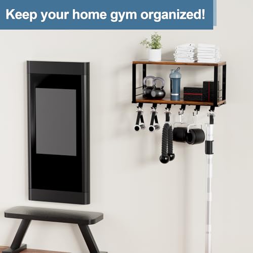 TJ.MOREE 2 Tier Floating Shelf Compatible with Tonal Accessories, T-Bracket Lock Adapters Hanger, Wall Mount Home Gym Stor...