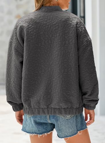 EVALESS Bomber Jackets for Women Spring Fashion 2026 Cute Jacquard Coats Lightweight Zip Up Jackets Dressy Casual