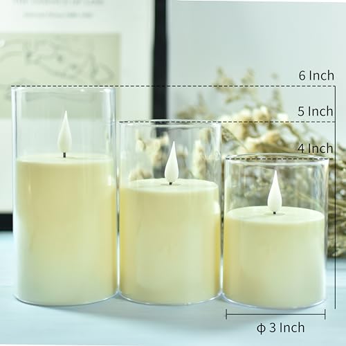 NICEME Flickering Flameless Candles with Remote Control Timer Unbreakable Acrylic Battery Operated LED Candles with Flicke...