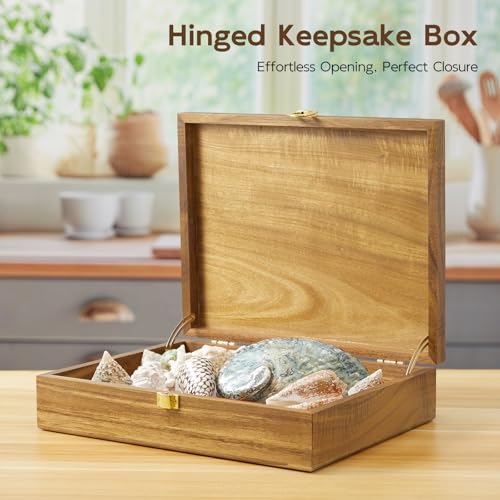 BWODYAY Acacia Wood Keepsake Box, Large Decorative Box, Memories Box with Lids, Wedding Keepsake Box, Jewelry Box, Prayer ...