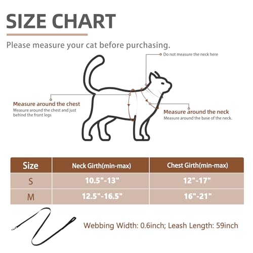 PUPTECK Tactical Cat Harness and Leash Set Escape Proof, Adjustable Reflective Kitten Jacket Easy Control, Pet Vest Harnes...