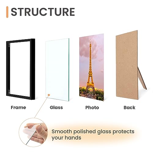 upsimples 4x6 Picture Frame Set of 3, Made of High Definition Glass for 4 x 6, Wall and Tabletop Display Thin Border Photo...