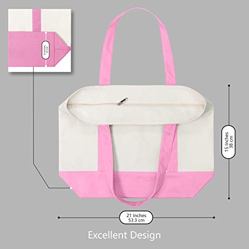 TOPDesign 1-Pack Canvas Tote Bag with an External Pocket, Reusable Grocery Shopping Bag, Top Zipper Closure, Daily Essenti...