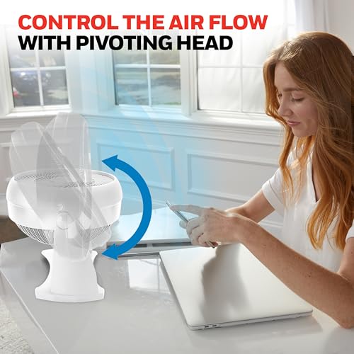 Honeywell TurboForce Air Circulator, Small Tabletop Fan, Quiet Personal Fan for Home or Office, 3 Speeds, 90 Degree Pivoti...