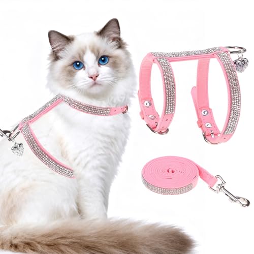 EXPAWLORER Cat Harness and Leash Set - Escape Proof Adjustable Cat Harness, H-shped Comfortable Soft Lightweight Kitten Ha...