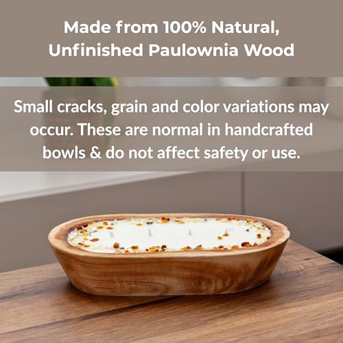 Wooden Dough Bowl Candle, Handcrafted Jar Candle French Vanilla Beautiful Fragrance Chic Gift Centerpiece Ambient Natural ...