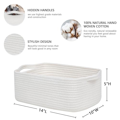 CubesLand Cute and Durable Small Cotton Rope Basket for Organizing, Woven Closet Storage Bin,Shelves Closet Storage Baske...