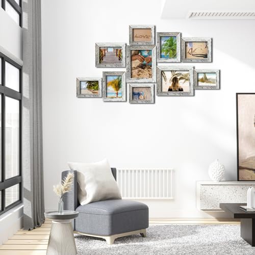 xnlkros Picture Frame Set 10 pack, Farmhouse Photo Frames, Gallery Wall Frame Collage, 8x10 5x7 4x6 Frames in 3 Different ...