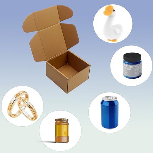 5x5x3 inch Shipping Boxes Pack of 25, Brown Corrugated Cardboard Box Mailer Boxes for Packaging Small Business Shipping，Re...