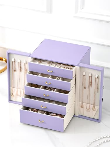 AOSIFIEL Cute Jewelry Box for Women teen Girls Jewelry Organizer Large Jewelry Organizers and Storage Faux Leather Jewelry...