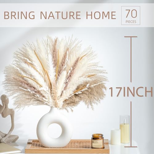 70PCS Natural Dried Pampas Grass Boho Home Decor Bouquet Phragmites Dried Flowers Bouquet for Wedding Floral Arrangements ...
