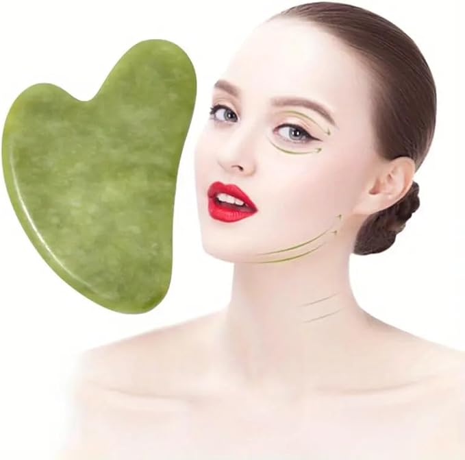 Gua Sha Facial Tool for Self Care, Natural Jade StoneGuasha Tool for Face and Body Care, Beauty Tool GIF