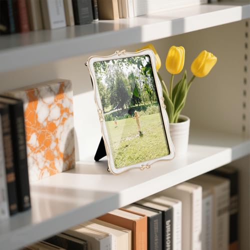 Mulumu Metal Bow Picture Frame 5x7 Photo Frames with High Definition Glass Front Gift Ideas Tabletop Home Decorative, Gold...