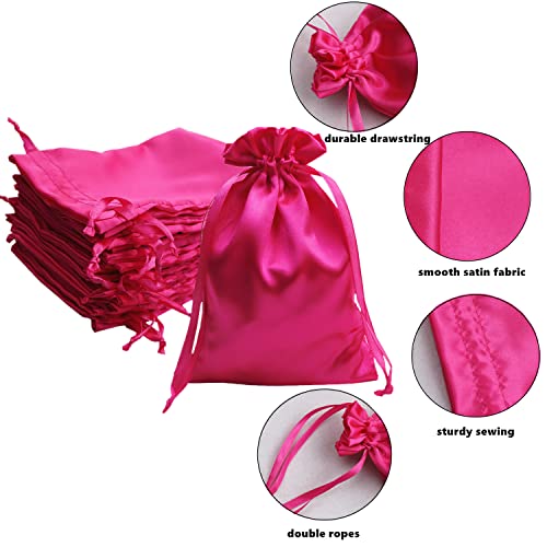 Gbateri 35 PCS 5" x 7" Satin Drawstring Gift Bags - Wedding Favor Bags - Jewelry Pouches - Fabric Candy Bags for Valentin...