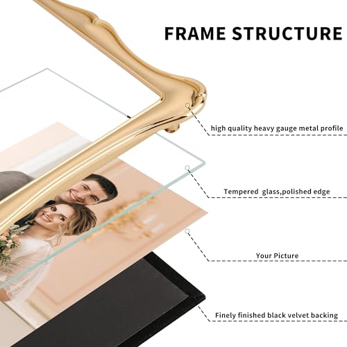 GorYeeFine 4 x 6'' Premium Alloy Gold Photo Frame - High-End Décor Picture Frames 6x4'' with Velvet Backing,Hi End Décor M...