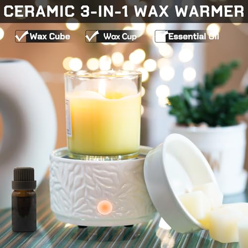 ElusiaKa Wax Melt Warmer 3-in-1 Electric, Ceramic Wax Burner for Scented Wax, Scented Wax Melter & Essential Oil Burner fo...