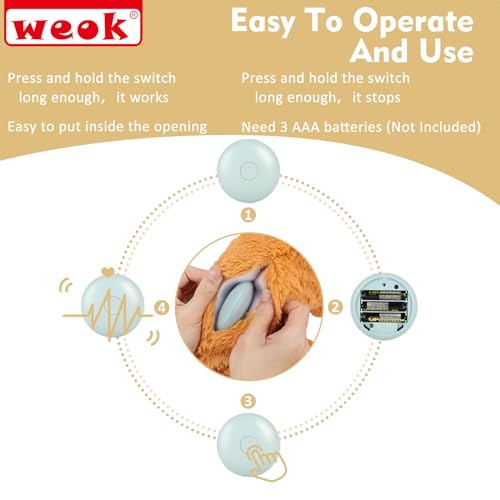 WEOK Heartbeat Puppy Toy, Comfort Cuddler Pillow, Dog Anxiety Relief Calming Aid,Heartbeat Stuffed Toy for Dogs,Puppy Hear...