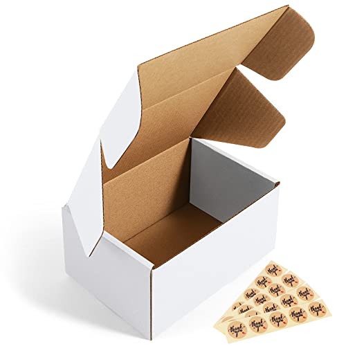 Eupako 6x4x3 Shipping Boxes Small Corrugated Cardboard Box - 25 Pack White Mailing Boxes for Packaging Small Business, Mai...