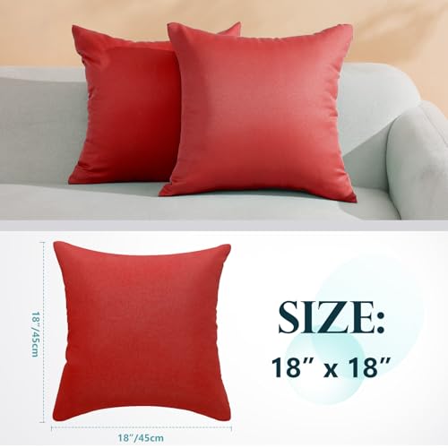 fauson Decorative Farmhouse Waterproof Pillow Covers, Solid Linen Pillowcase Cushion Covers for Patio Garden Balcony Couch...