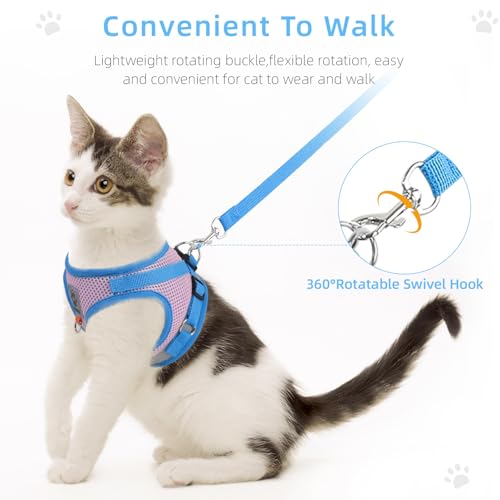 Cat Vest Harness and Leash Set for Walking Escape Proof, Adjustable Kitten Harness Breathable Mesh with Reflective Strips ...