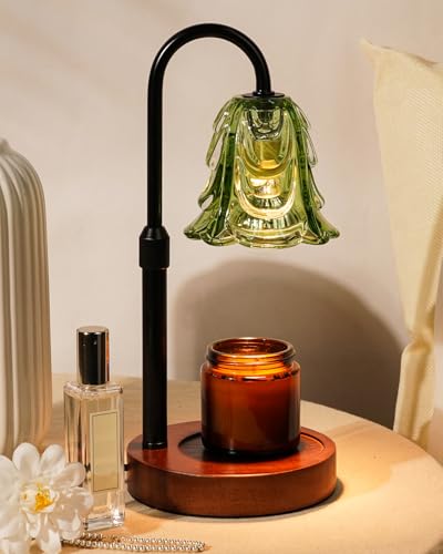 Small Candle Warmer Lamp with Timer, Adjustable Green Lamp Warmer for Jar Candles, Unique Women Gifts for Birthday, Dimmab...
