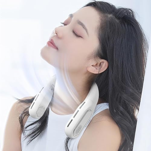 Veiliss Portable Neck Fan - 360°Cooling Airflow Rechargeable Fold Hands-Free Wearable Fan | 3 Speeds, Bladeless & LED Disp...