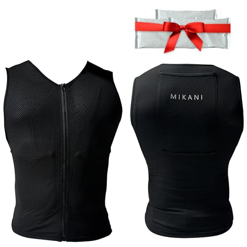 Men's Black Mesh Cooling Cycling Vest - 2 Reusable Ice Packs,4 Pockets–Lightweight,Breathable for Cycling, Running,Outdoors