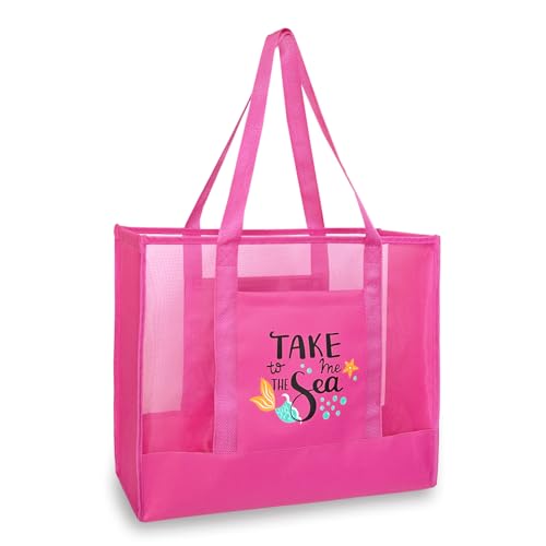 hsmyank Reusable Large Beach Bags With 2 Pockets & Zipper, Lightweight Beach Tote for Poolside, Trip/swim