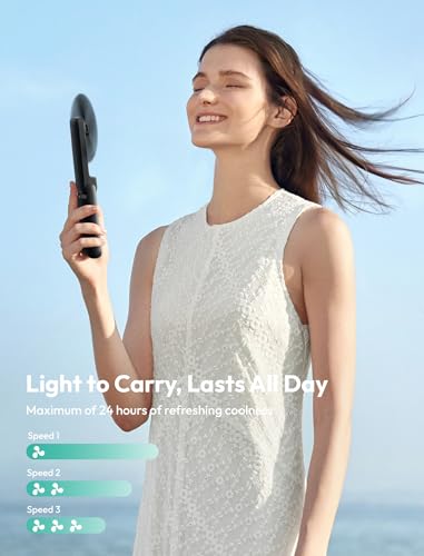 Aecooly Slim Portable Fan, Thin Handheld Fan, USB Rechargeable Mini Personal [24H Max Cooling Time], Battery Powered Small...