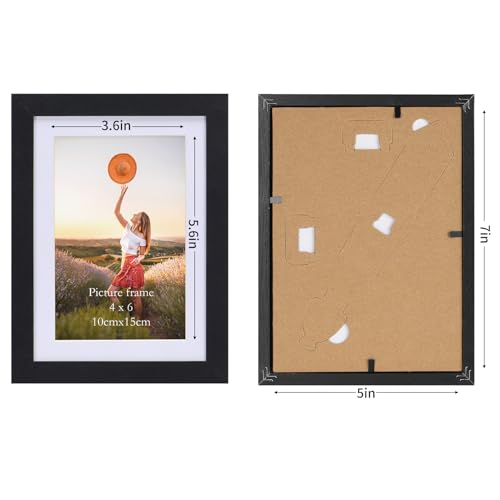 Lyeasw 4x6 Picture Frames Black Set of 15, Display Pictures 4x6 with Mat or 5x7 without Mat, Multi Photo Frames for Wall H...