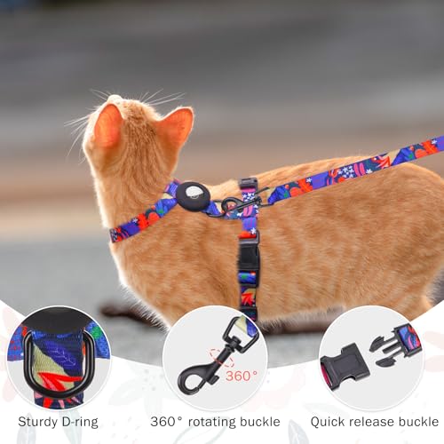 SCENEREAL Cat Harness and Leash Set Escape Proof with Airtag Holder, Reflective Pet Harnesses for Walking, Adjustable Kitt...