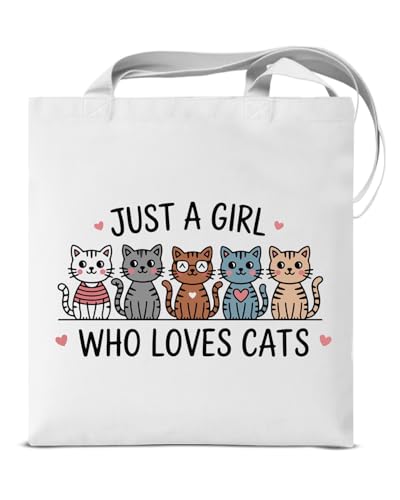 KSFFWQIN Cute Cat Canvas Tote Bag for Women Funny Cat Bag for Shopping Work Travel Lover Totes Gifts