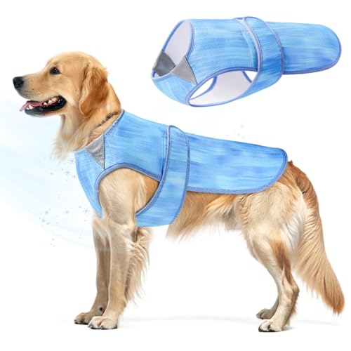 Tikibest Summer Dog Cooling Vest - Lightweight Dog Cooling Jacket, Breathable Shirt for Walking, Outdoor Hunting Training ...