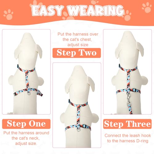 2 Pack Cat Harness and Leash Set, Escape Proof Adjustable Kitten Harness with Leash Collar Lightweight Soft and Comfortabl...