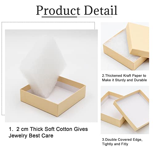 opaprain Cardboard Jewelry Brown Gift Boxes 20 Pack3.5×3.5×1 inches, its apply to displaying necklaces, rings, bracelets, ...