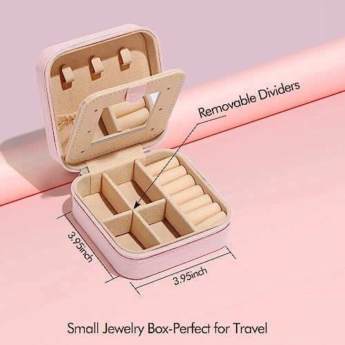 Parima Jewelry Organizer Box | Travel Jewelry Case | Ring, Necklace & Earring Organizer | Small, Pink