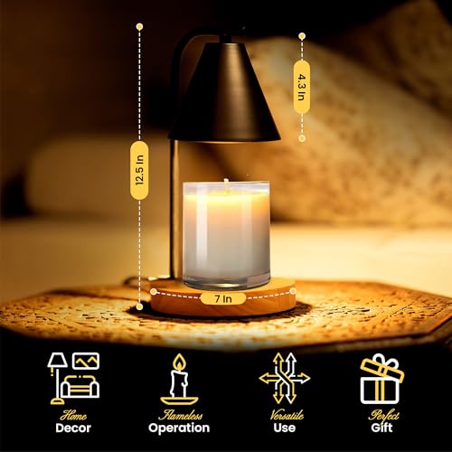 Candle Warmer Lamp with Timer Dimmer, 2H/4H/8H Timer, Birthday Gifts for Women Mom, House Warming Gifts New Home Decor, Bl...