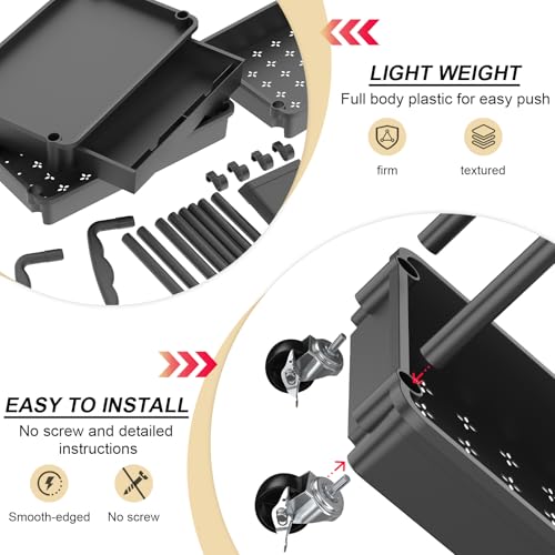 Goovilla 3 Tier Rolling Utility Cart Organizer with Removable Drawer, Stable and Sturdy Black Rolling Storage Carts with 2...