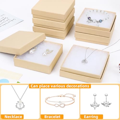 batifine Jewelry Gift Boxes, Cardboard Jewelry Boxes, 40 Pack 3.5x3.5x1 Inch, Bulk Cotton Filled Small Jewelry Boxes with ...