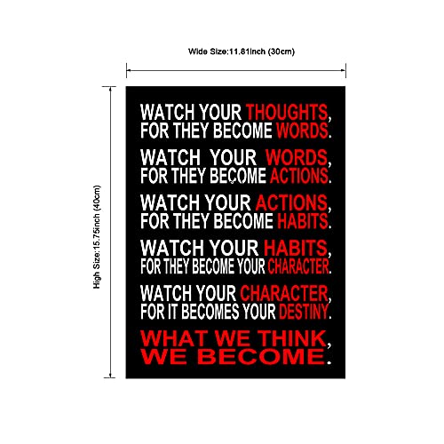 Pyradecor Watch Your Thoughts Motivational Classroom Poster Modern Canvas Prints Wall Art Paintings Ready to Hang for Offi...
