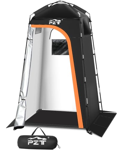 PZT Large Shower Tent, Portable Privacy Tent with Mesh Floor & Carrying Bag, Lightweight & Sturdy, Easy Set Up, Portable C...