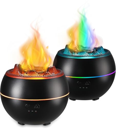 2 Pack Essential Oil Diffuser,Colorful Flame Air Aroma Diffuser Humidifier,Upgraded 7 Flame Colors Noiseless Essential Oil...