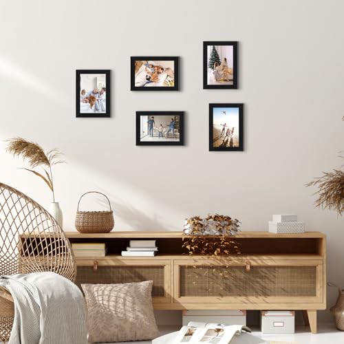 HORLIMER 4x6 Picture Frame Set of 15, Black Picture Frames Display 4 by 6 Photo for Wall or Tabletop